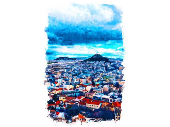 Athens Greece Unique Watercolor Illustrations for Handmade Crafters
