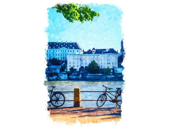 Basel Switzerland Unique Watercolor Illustrations for Crafters & Etsy Sellers