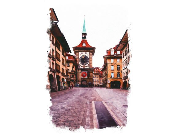 Bern Switzerland Unique Watercolor Illustrations for Brand Storytelling