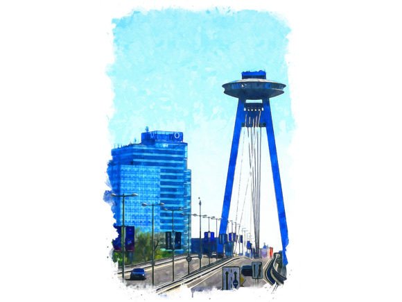 Bratislava Slovakia Unique Watercolor Illustrations for Crafters