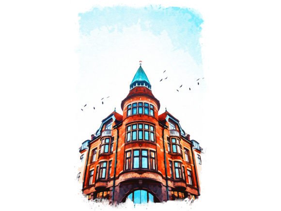 Copenhagen Denmark Unique Watercolor Illustrations for Branding