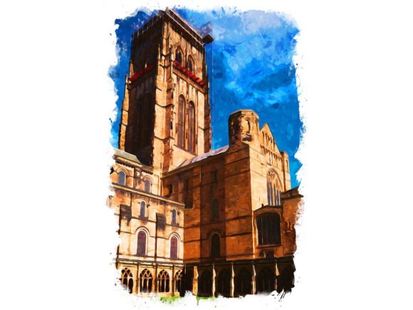 Durham UK Unique Watercolor Illustrations for Local Branding