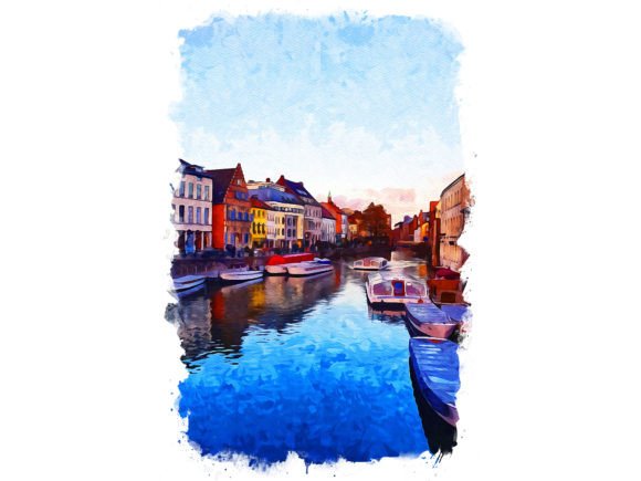 Ghent Belgium Unique Watercolor Illustrations for Brand Storytelling