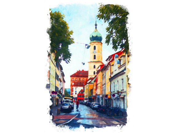 Graz Austria Unique Watercolor Illustrations for Digital Sellers