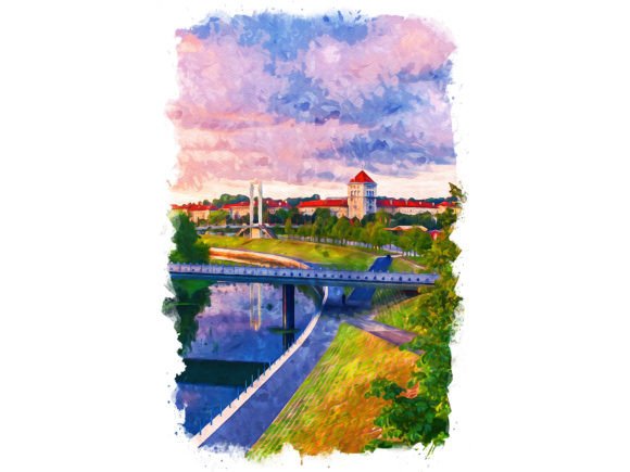 h1Kaunas Lithuania Unique Watercolor Illustrations for Digital Sellers/h1