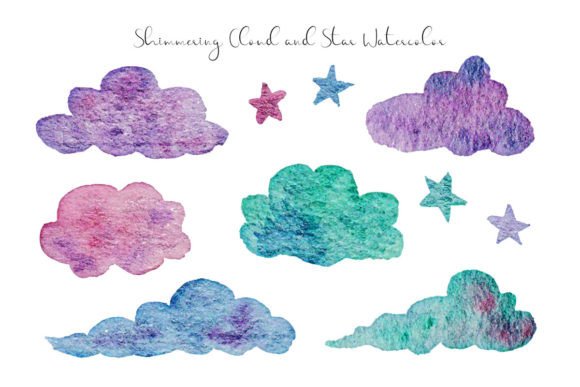 Hand Painted Cloud and Stars Watercolor – A Soft, Organic Touch for Branding and Visual Projects