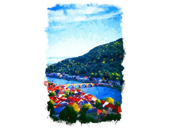 Heidelberg Germany Unique Watercolor: A Fresh Editorial Illustration for Bloggers and Publishers