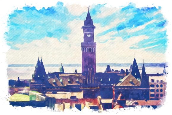 Helsingborg Sweden Exquisite Watercolor Illustrations