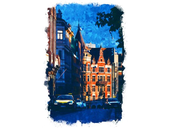 Helsinki Finland Unique Watercolor Illustrations for Real Crafting and Handmade Business Use