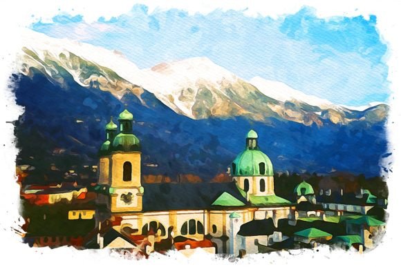 Innsbruck Austira Exquisite Watercolor Illustrations