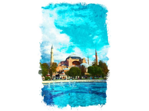 Istanbul Turkey Unique Watercolor Illustrations for Branding and Design Projects