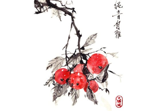 Japanese Watercolor Nature Illustration: A Versatile Design for Crafters & Handmade Sellers