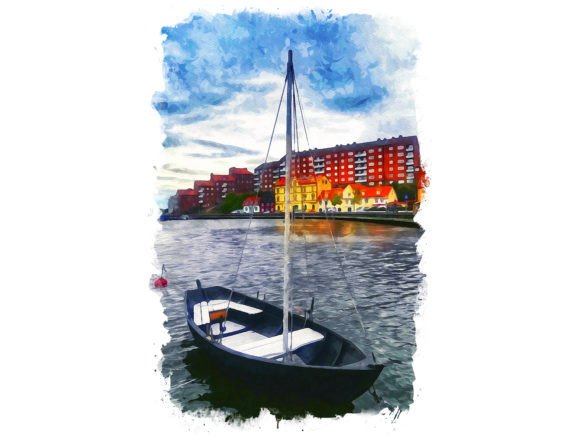 Karlskrona Sweden Unique Watercolor Illustrations