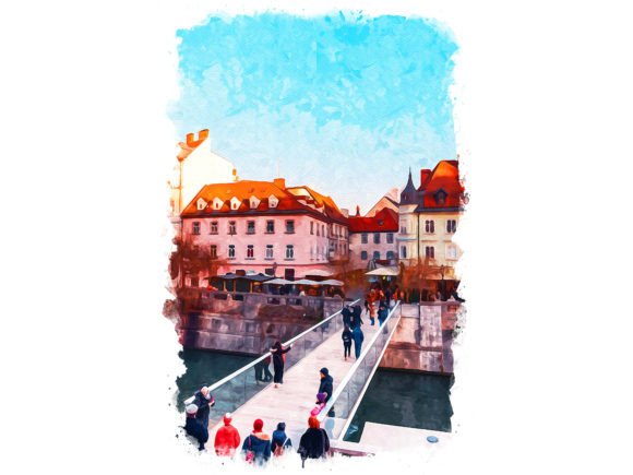 Ljubljana Slovenia Unique Watercolor Illustrations for Branding