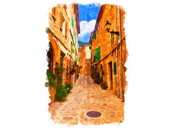 Mallorca Spain Unique Watercolor Illustrations for Digital Sellers