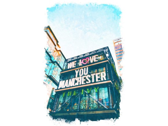 Manchester UK Unique Watercolor Illustrations for Branding & Marketing