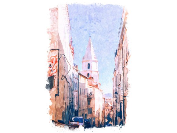 Marseilles France Unique Watercolor Illustrations for Crafters