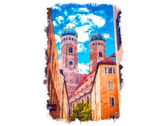 Munich Germany Unique Watercolor Illustrations for Digital Sellers