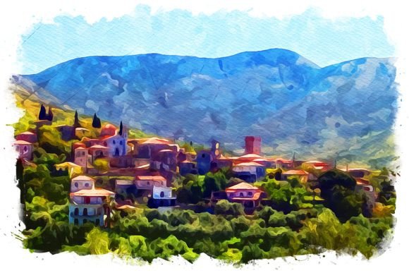 Peloponnese Greece Exquisite Watercolor Illustrations for Crafters & Etsy Sellers