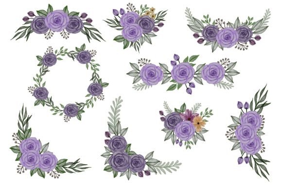 Purple Roses Watercolor Frame: Elegant Illustrations for Brand Storytelling