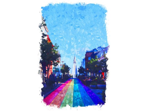 Reykjavik Iceland Unique Watercolor Illustrations for Local Branding
