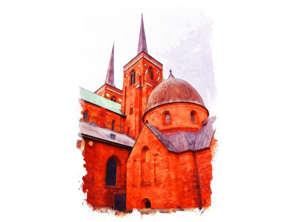 Roskilde Denmark Unique Watercolor Illustrations for Digital Sellers