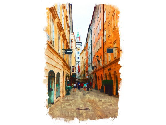 Salzburg Austria Watercolor Illustrations for Crafters