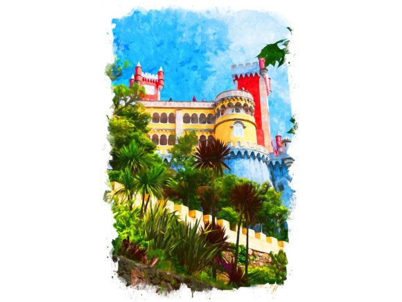 Sintra Portugal Unique Watercolor Illustrations for Branding and Creative Design