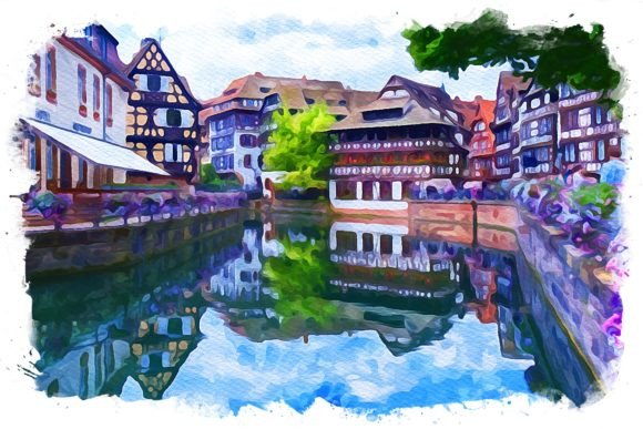Strasbourg France Exquisite Watercolor Illustrations