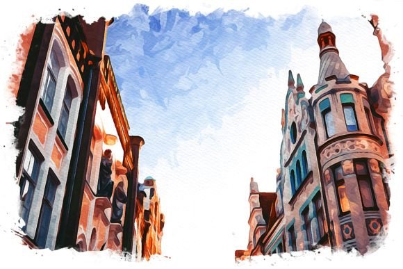 Tallinn Estonia Exquisite Watercolor: A Dreamy Design Asset for Lifestyle Blogs and Creative Publishers