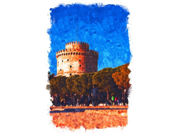 Thessaloniki Greece Unique Watercolor Illustrations for Crafters