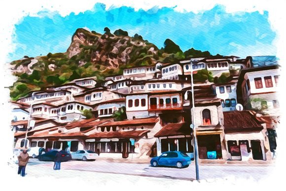 Tirana Albania Exquisite Watercolor Illustrations for Authentic Branding