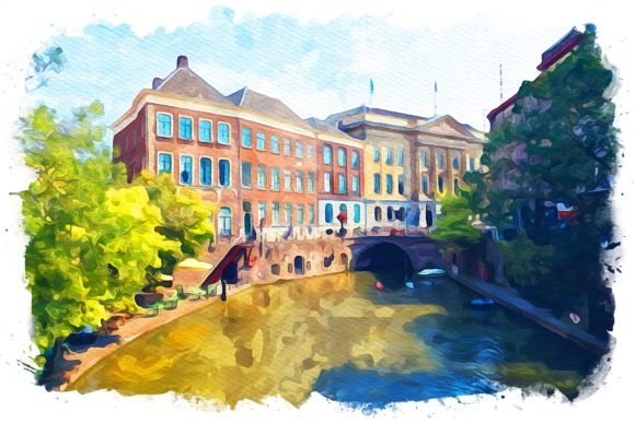 Utrecht Holland Exquisite Watercolor Illustrations