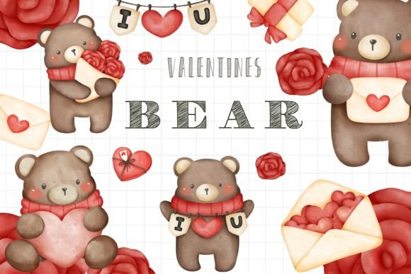 Valentine's Bear Watercolor Cliparts: A Designer’s Review for Real Client Projects