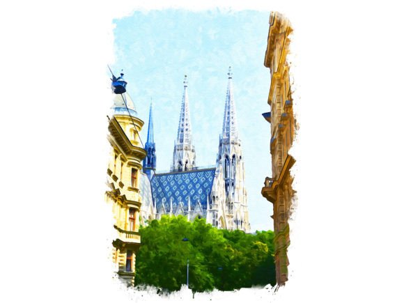 Vienna Austria Unique Watercolor Illustrations for Modern Branding
