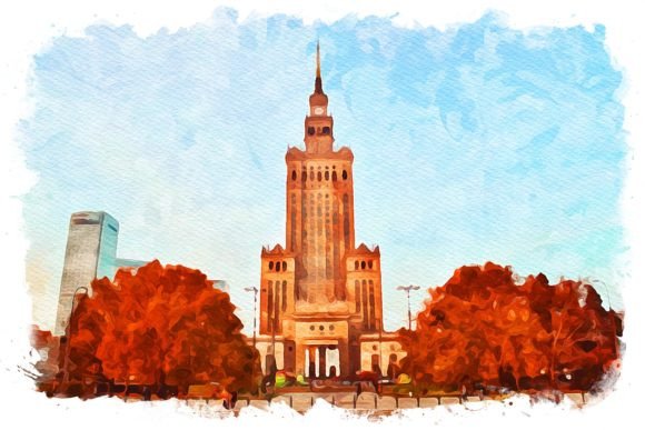 Warsaw Poland Exquisite Watercolor Illustrations for Crafters & Etsy Sellers