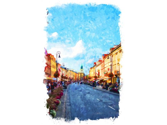 Warsaw Poland Unique Watercolor Illustrations for Brand Design