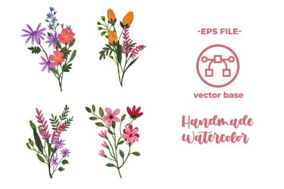 Watercolor Flower Bouquet Clip Art for Crafting & Handmade Business Use