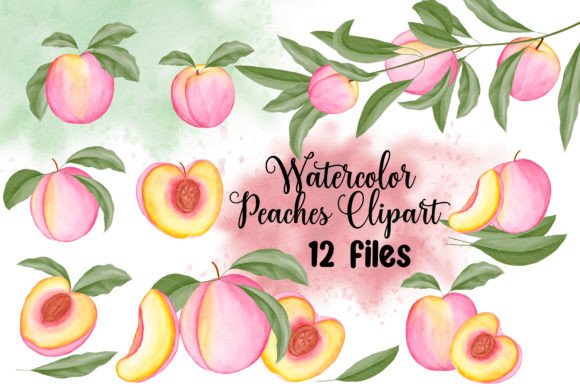 Watercolor Peaches Clipart: A Fresh Illustration for Lifestyle Branding