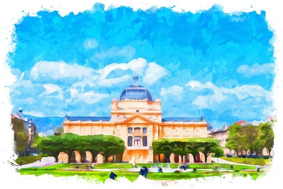 Zagreb Croatia Exquisite Watercolor Illustrations for Content Publishers